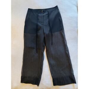Black Tibi Organza Silk Cropped Trouser Pants
